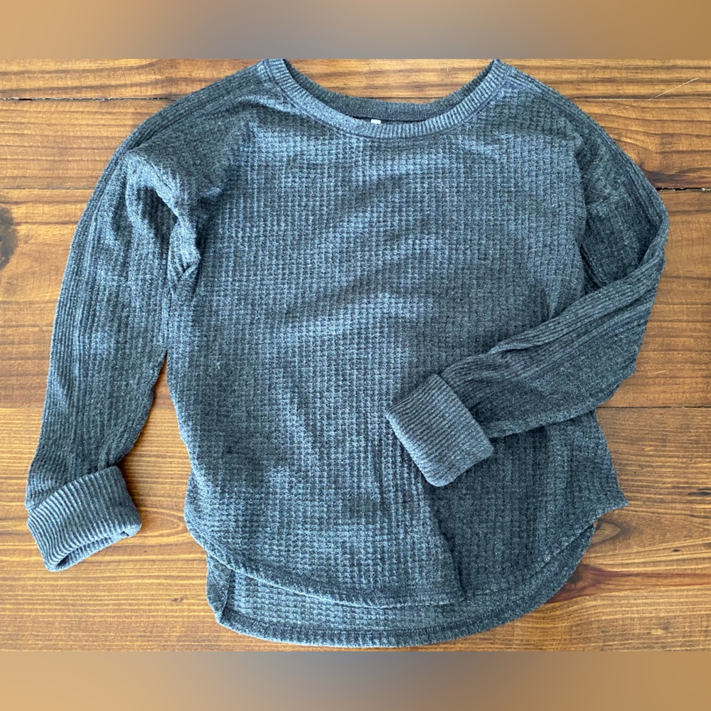 Waffle knit long-sleeve
